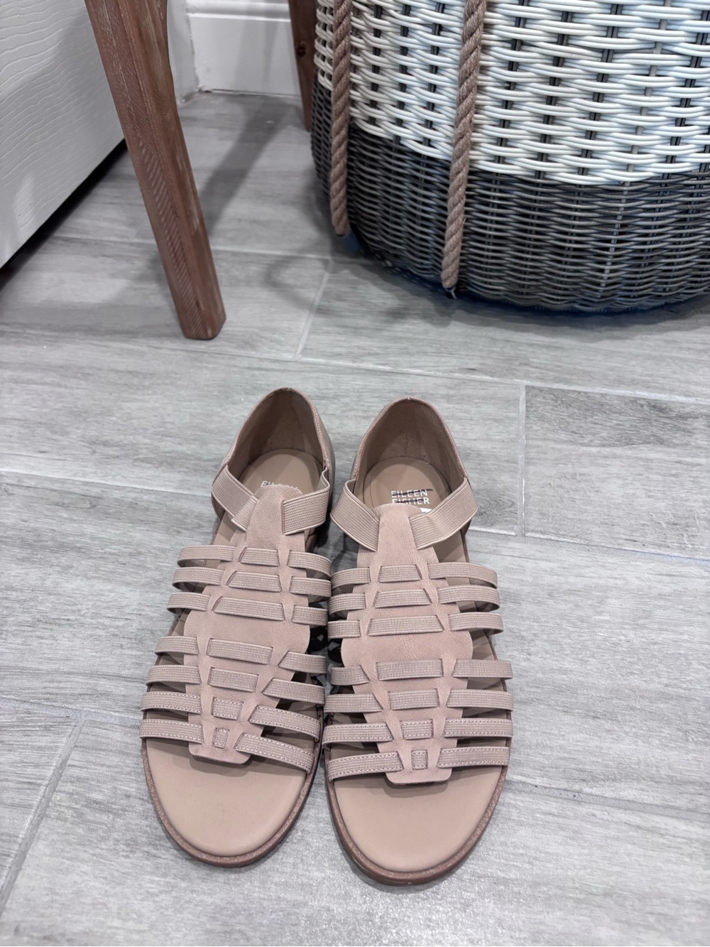 Eileen Fisher Rato Strappy Heel in Honey Elastic and leather straps size 8 - Picture 2 of 7